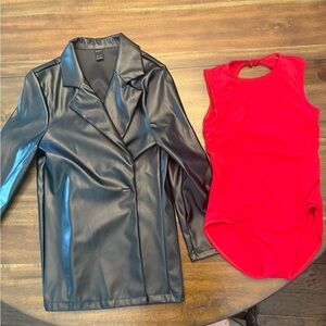 Weissman Black Jacket and Red Dance Leotard